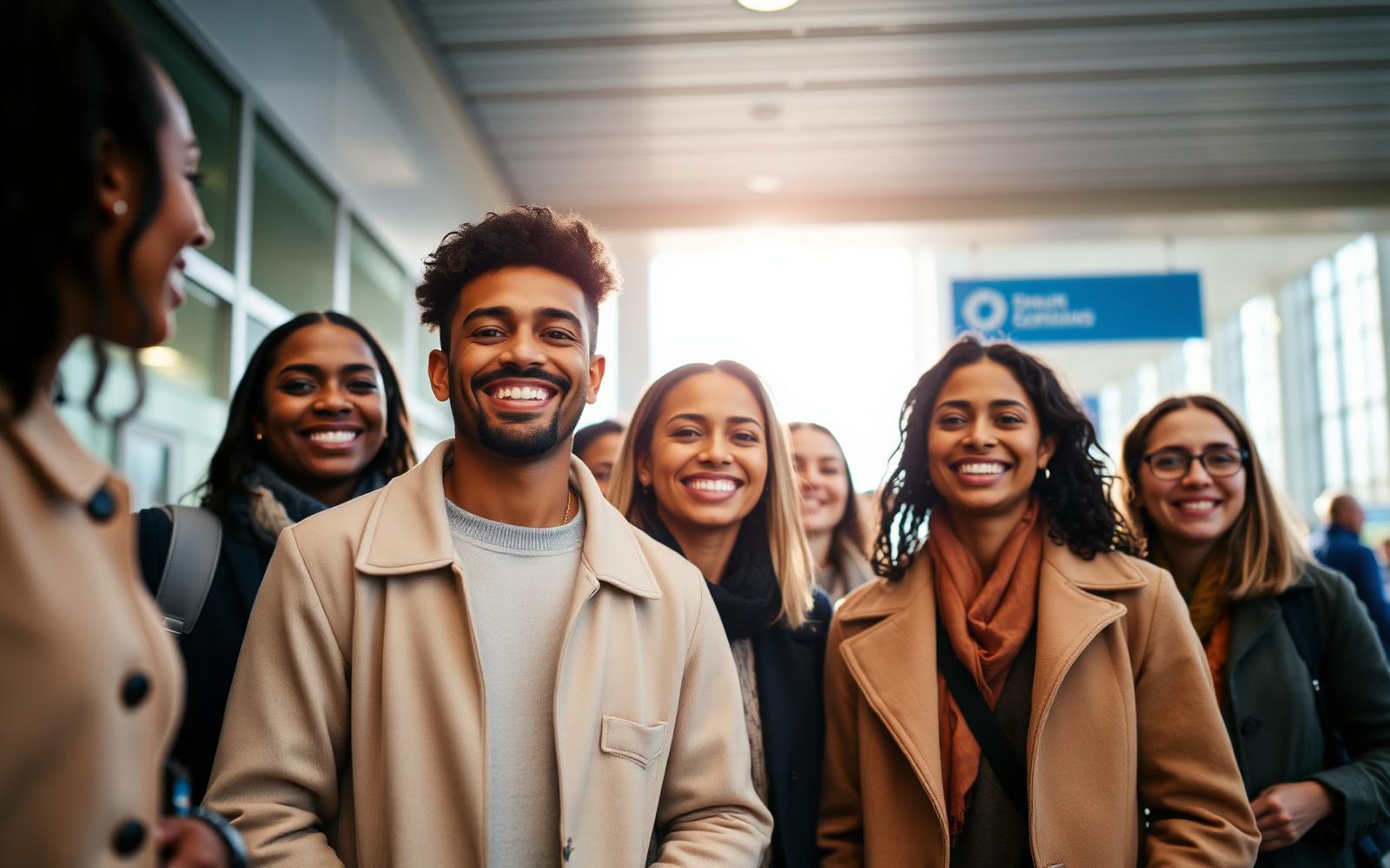 Nouveaux arrivants souriants au Canada